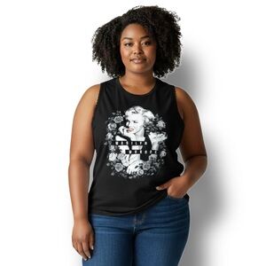 Marilyn Monroe Women’s Graphic Tank Tee Lace Trim Iconic Y2K Grunge Black 2XL